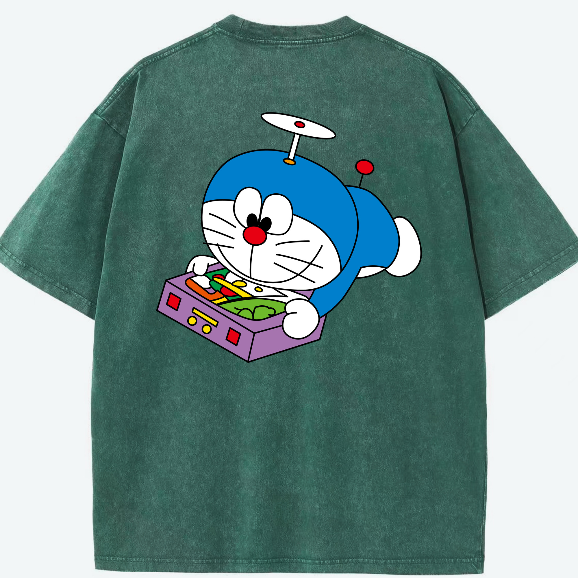 （画像用） ドラえもん Doraemon 綿100% ヴィンテージ風 半袖Tシャツ（背面プリント）